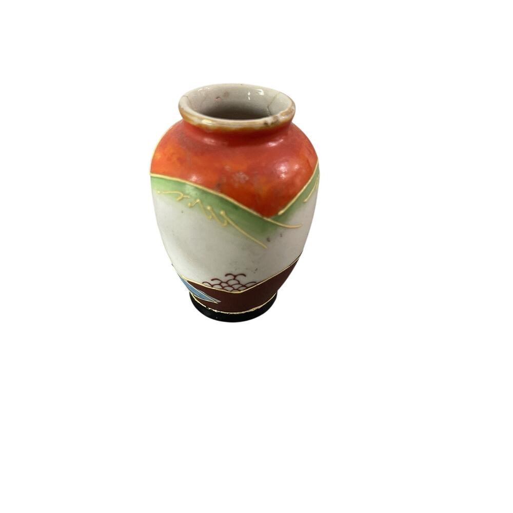 Vintage Occupied Japan Moriage Miniature Vase Samurai Warrior Figural 4” - Picture 4 of 8